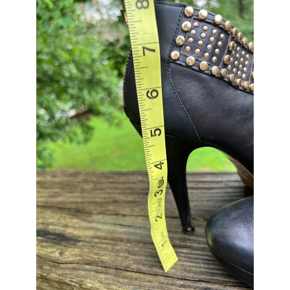 Vintage Ted Baker xyila bling Bootie Studded Stiletto 8 Black Gold Edgy Glam
